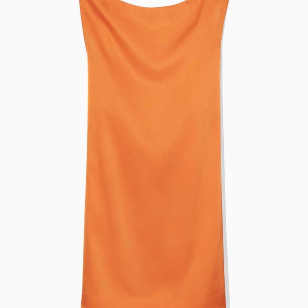 COS Orange Draped Open Back Mini Dress - Picture 4 of 11